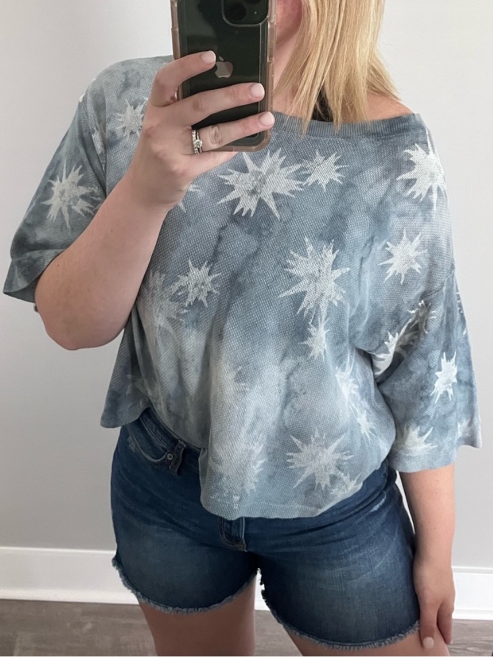 Free People Movement Slouchy Star Print Top Size Large